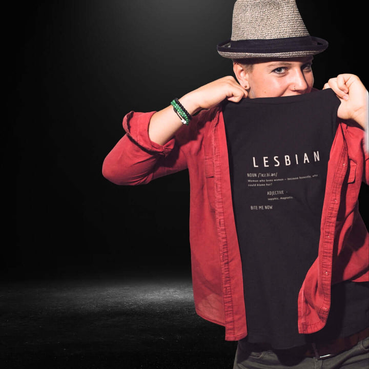 Lesbian Definitions Black Tee - Bite Me Now