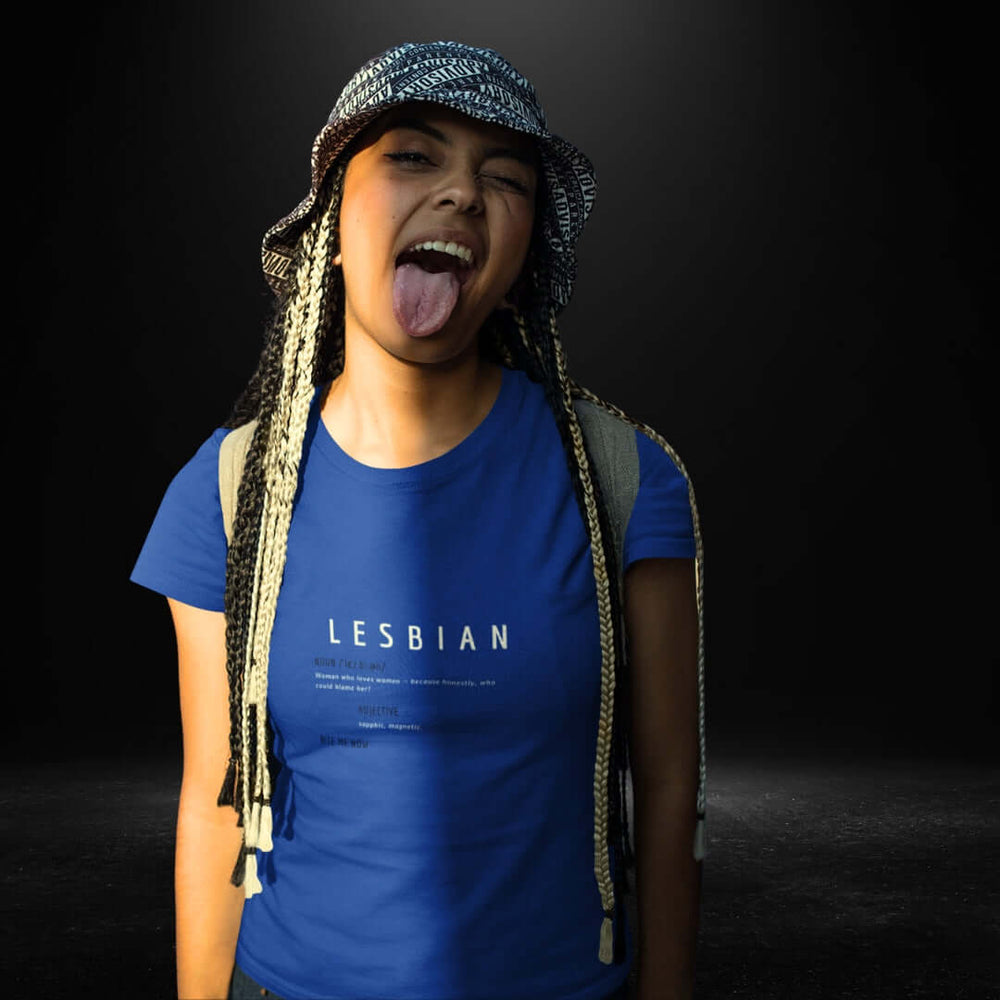 Lesbian Definitions Blue Tee - Bite Me Now