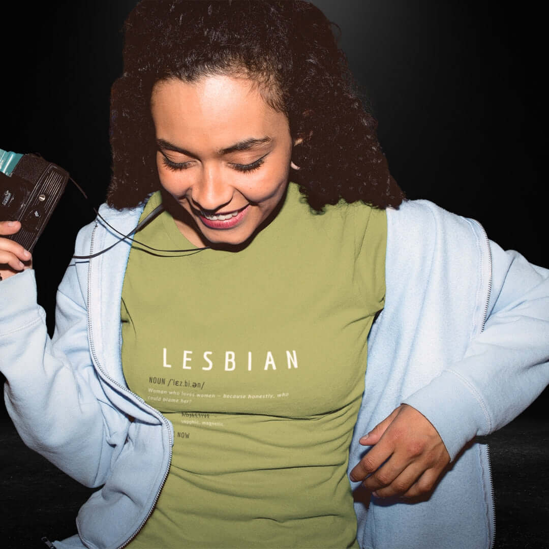 Lesbian Definitions Olive Tee - Bite Me Now