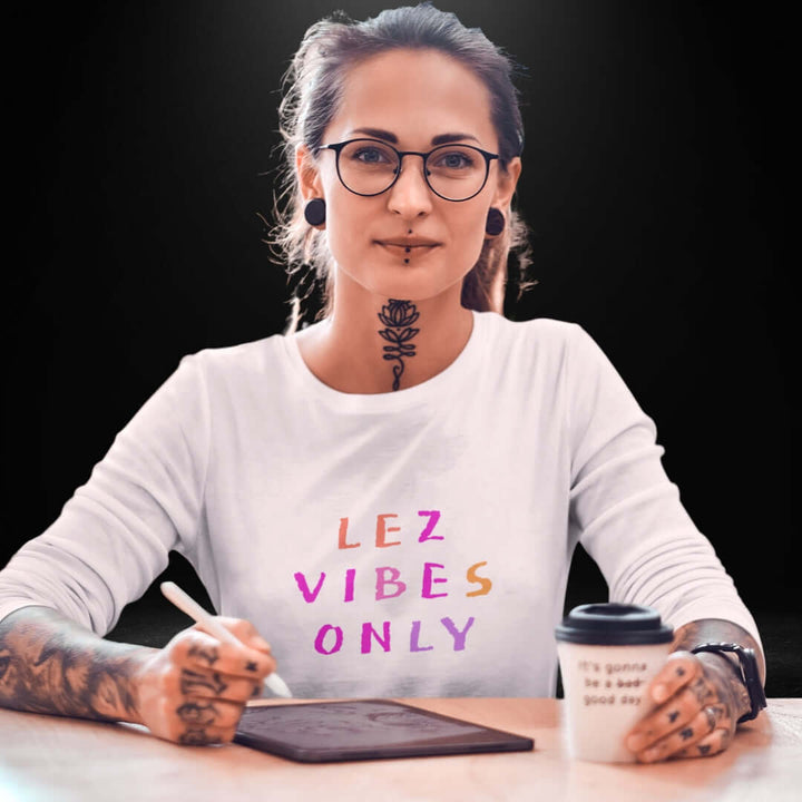 Lez Vibes Only White Long Sleeve Tee