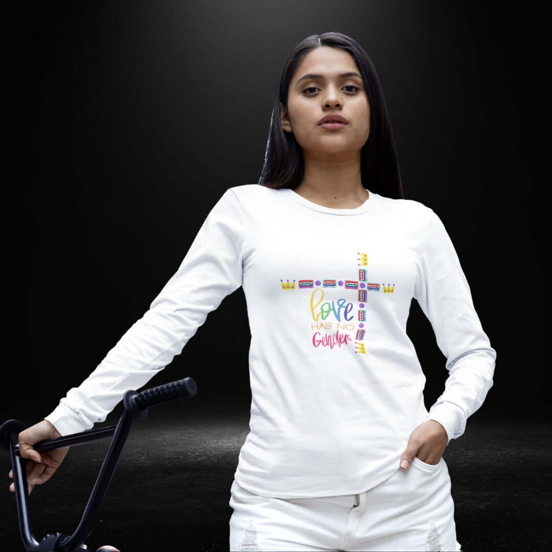 Love Has No Gender White Long Sleeve Tee