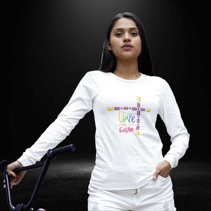 Love Has No Gender White Long Sleeve Tee