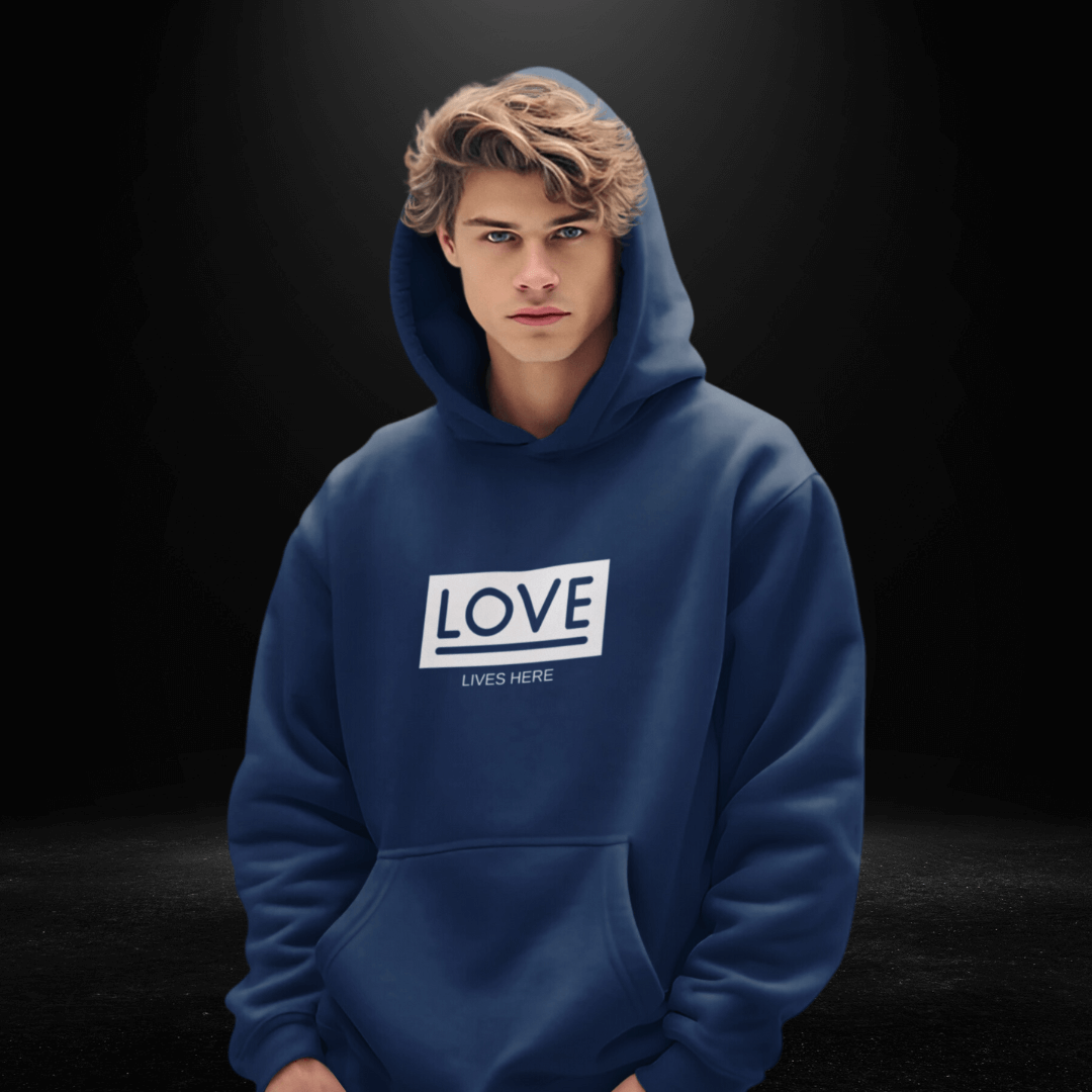 Love Lives Here Navy Hoodie - Bite Me Now