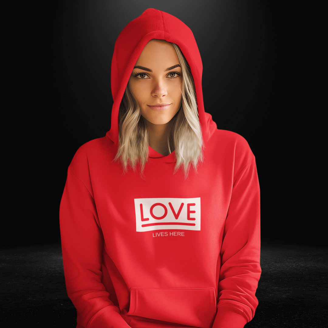 Love Lives Here Red Hoodie - Bite Me Now