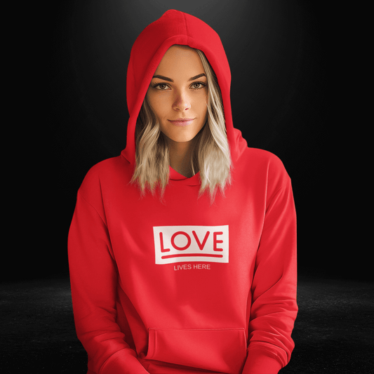 Love Lives Here Red Hoodie - Bite Me Now