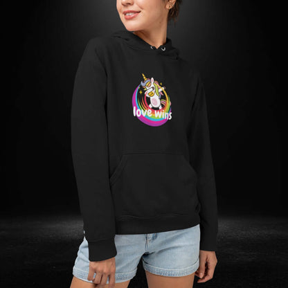 Love Wins Unicorn BLK Hoodie - Bite Me Now