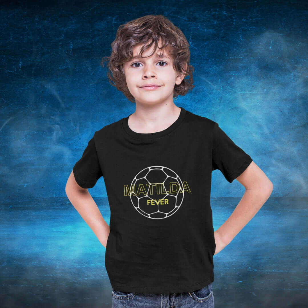 Matilda fever Kids Black Tee - Soccer Ball - Bite Me Now