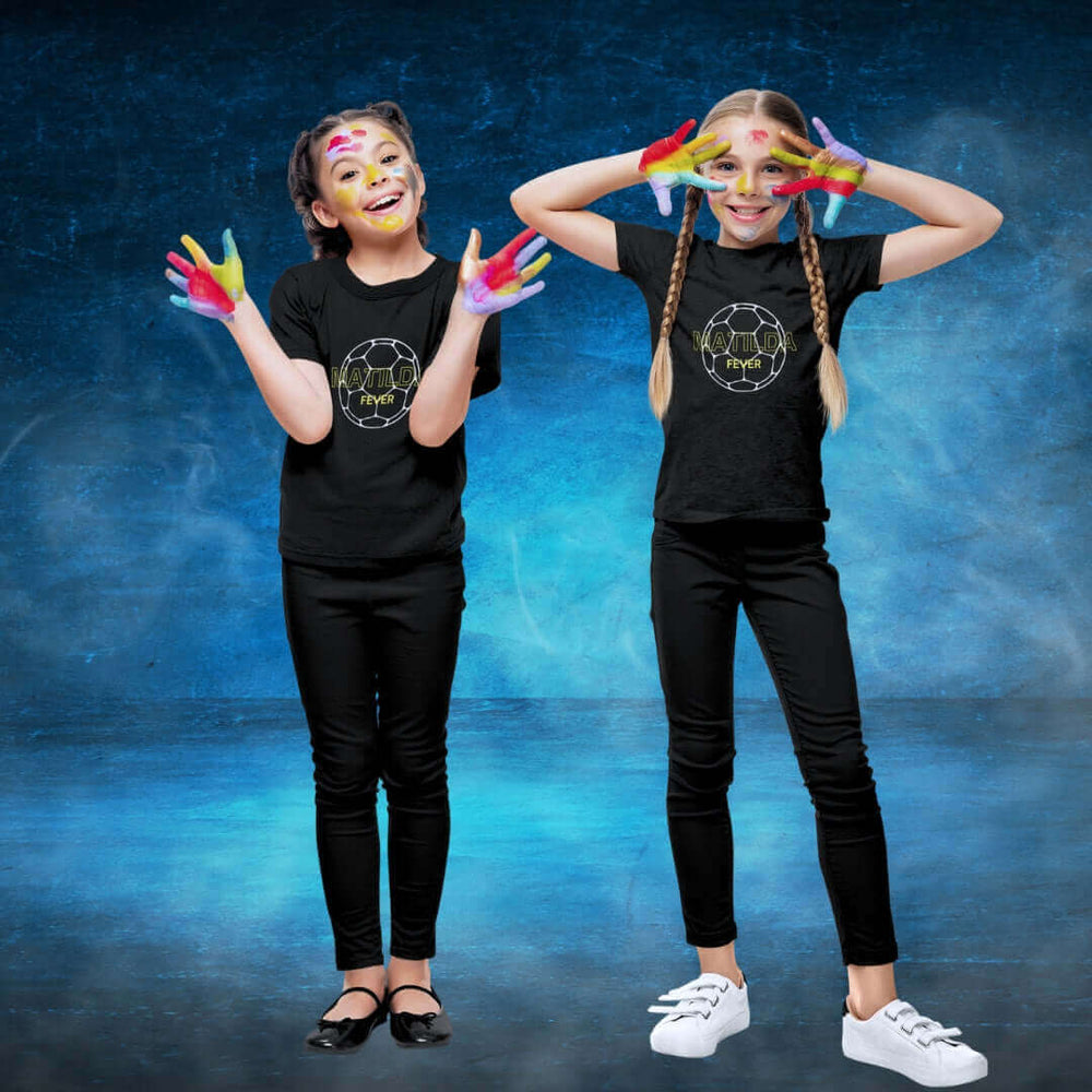 Matilda Fever Kids Black Tee - Soccer Ball - Bite Me Now