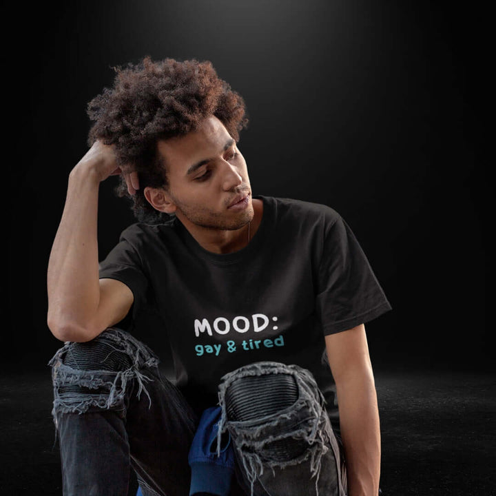 Mood: Gay & Tired Black Tee - Bite Me Now