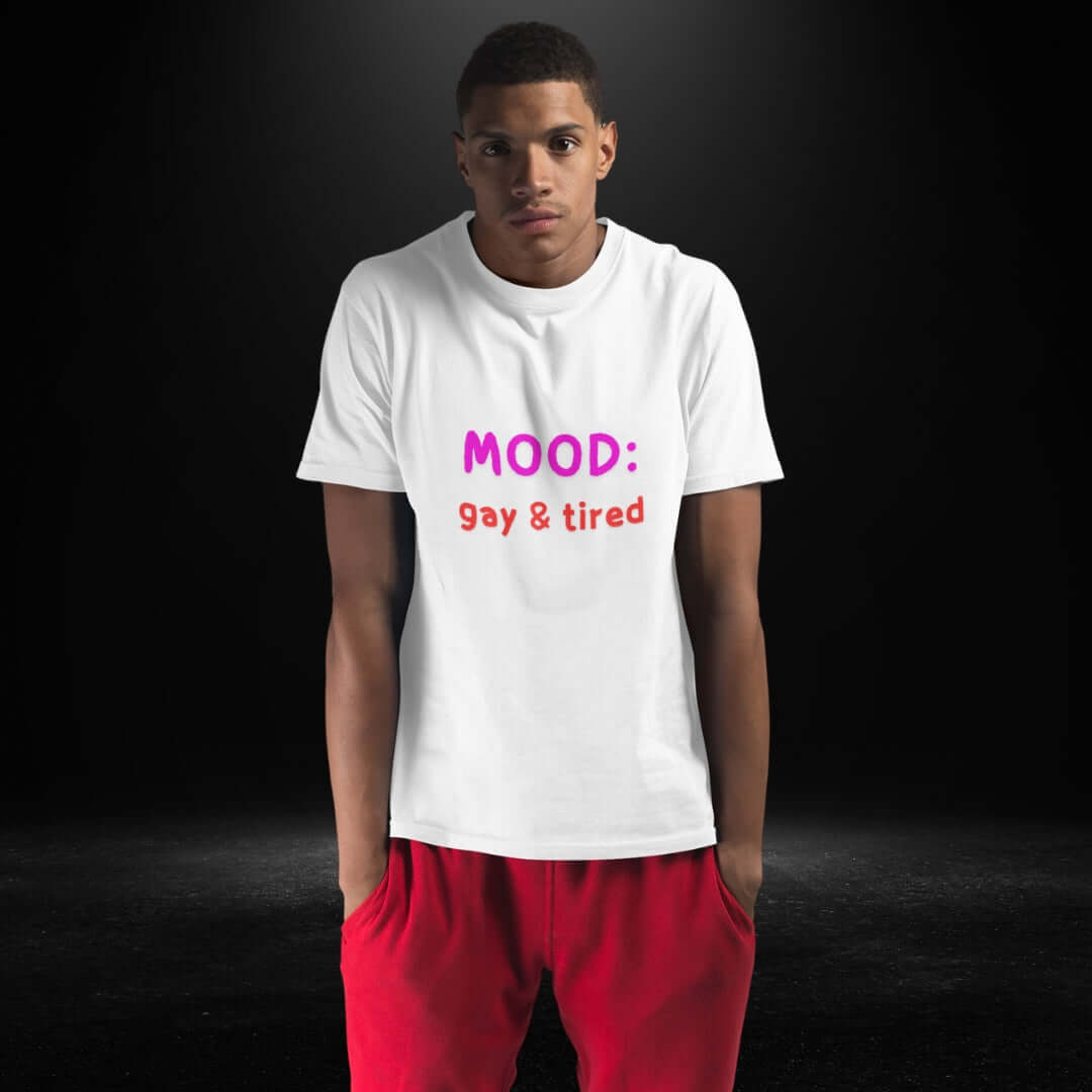 Mood: Gay & Tired White Tee - Bite Me Now
