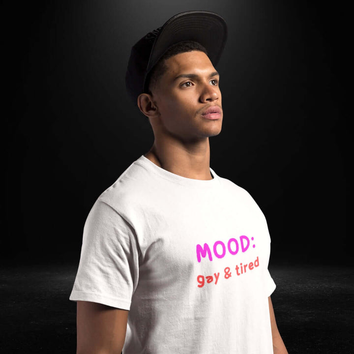 Mood: Gay & Tired White Tee - Bite Me Now
