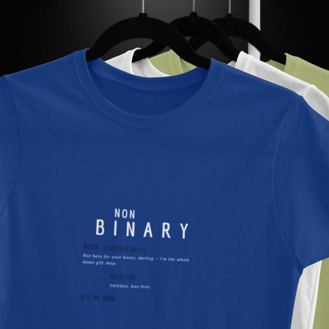 Non Binary Definitions Blue Tee - Bite Me Now