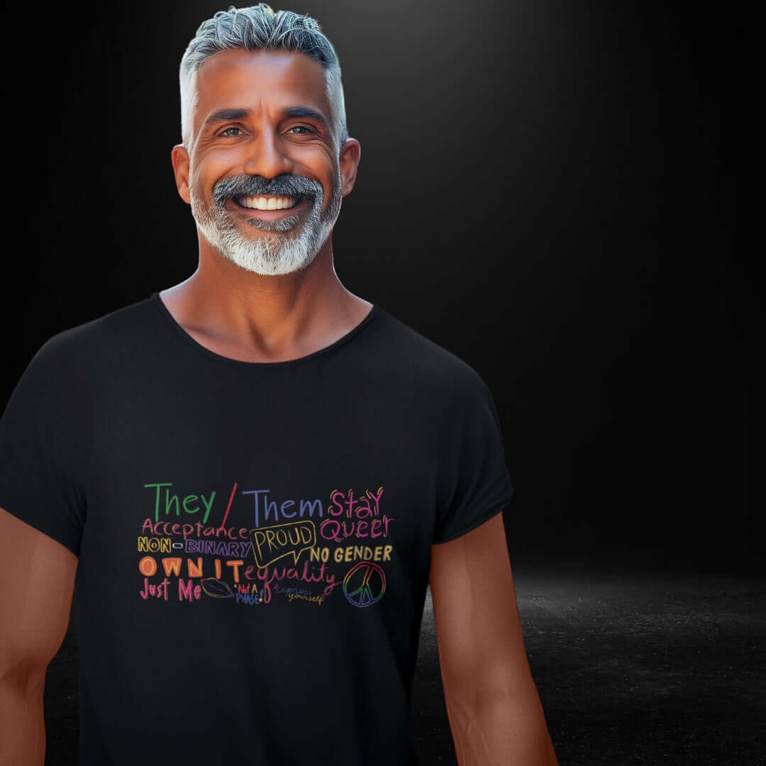 Non Binary Black Tee - Mature Male