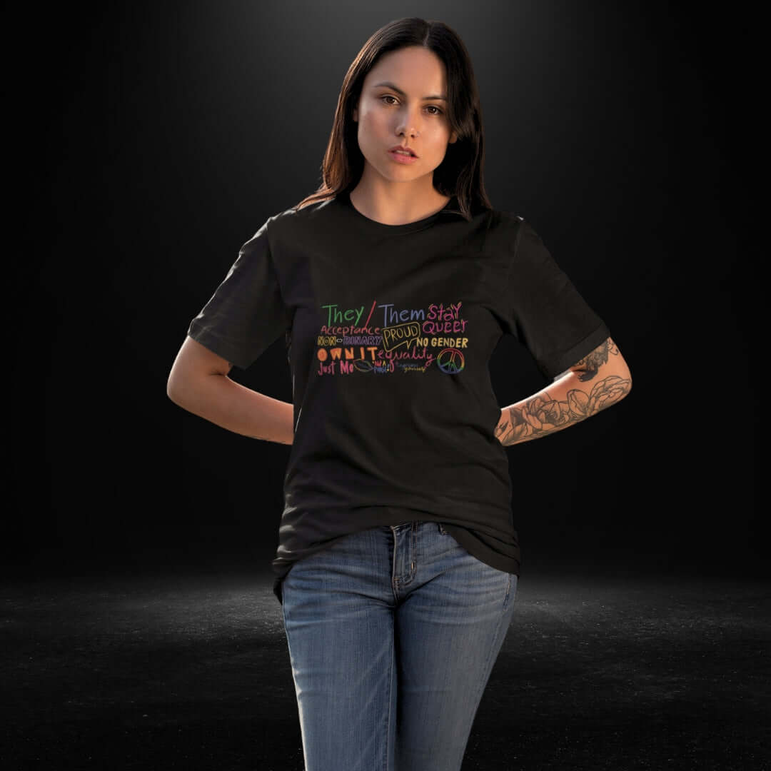 Non Binary Black Tee - Female 