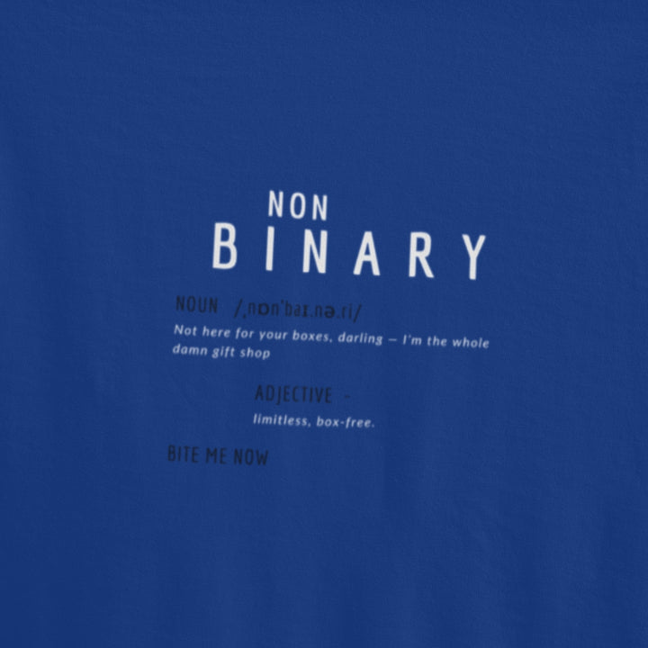 Non Binary Definitions Blue Tee - Bite Me Now