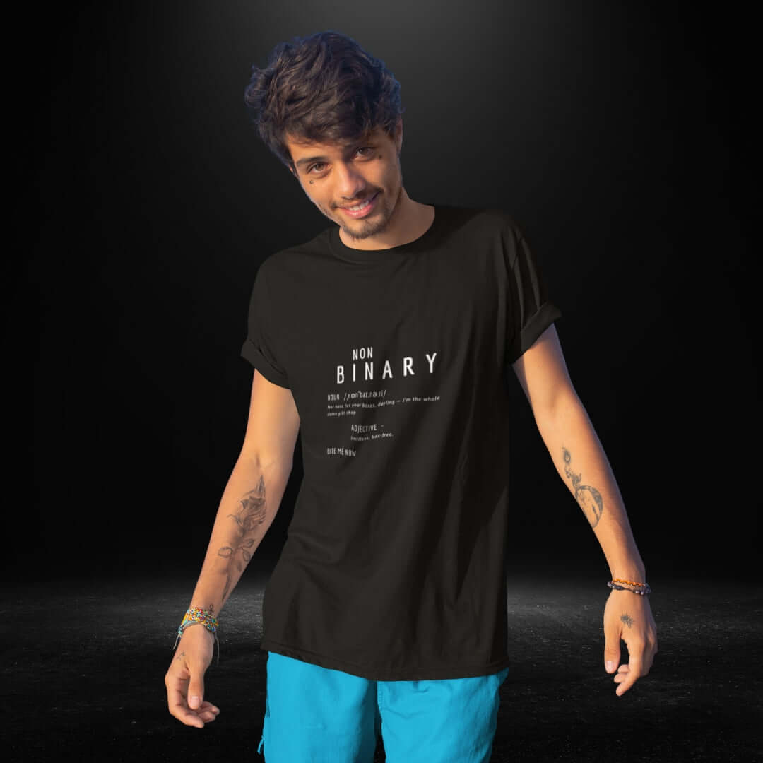 Non Binary Definitions Black Tee - Bite Me Now