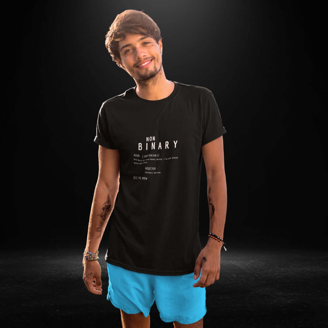 Non Binary Definitions Black Tee - Bite Me Now