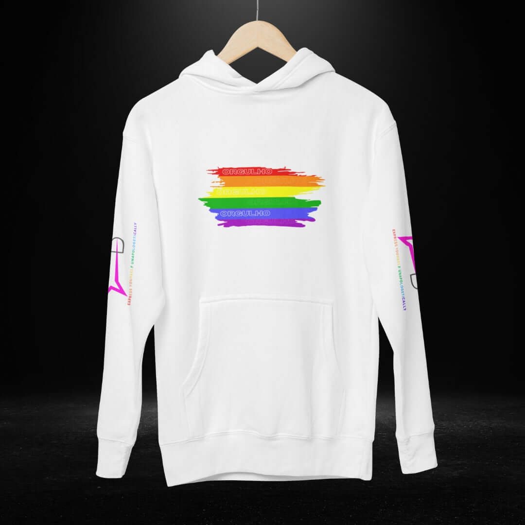 ORGULHO (Portugese) Pride White Hoodie