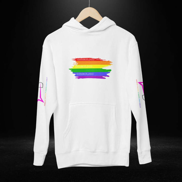 ORGULHO (Portugese) Pride White Hoodie
