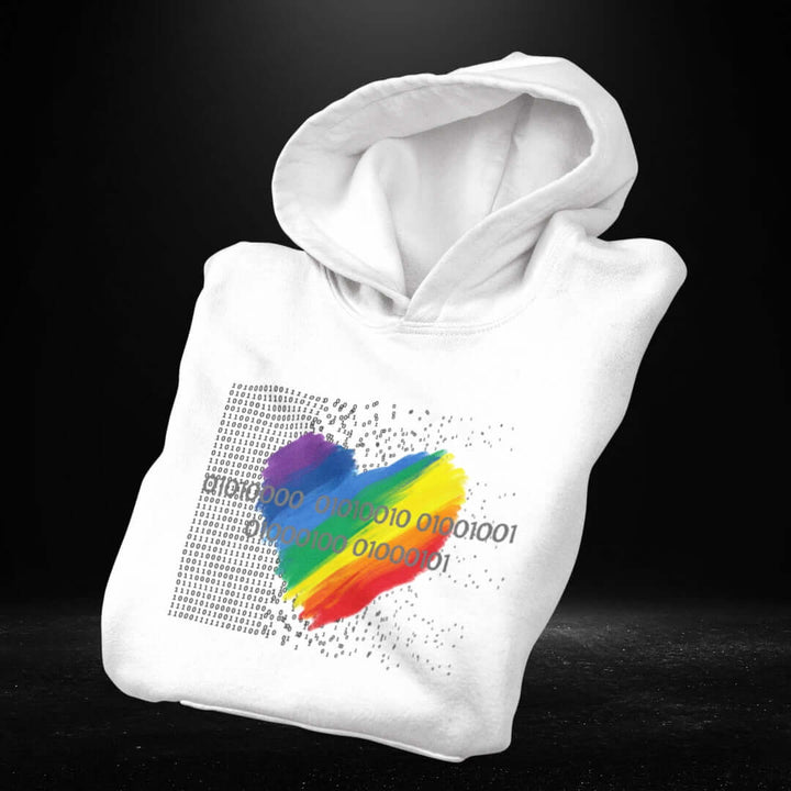 Pride Binary Code White Hoodie