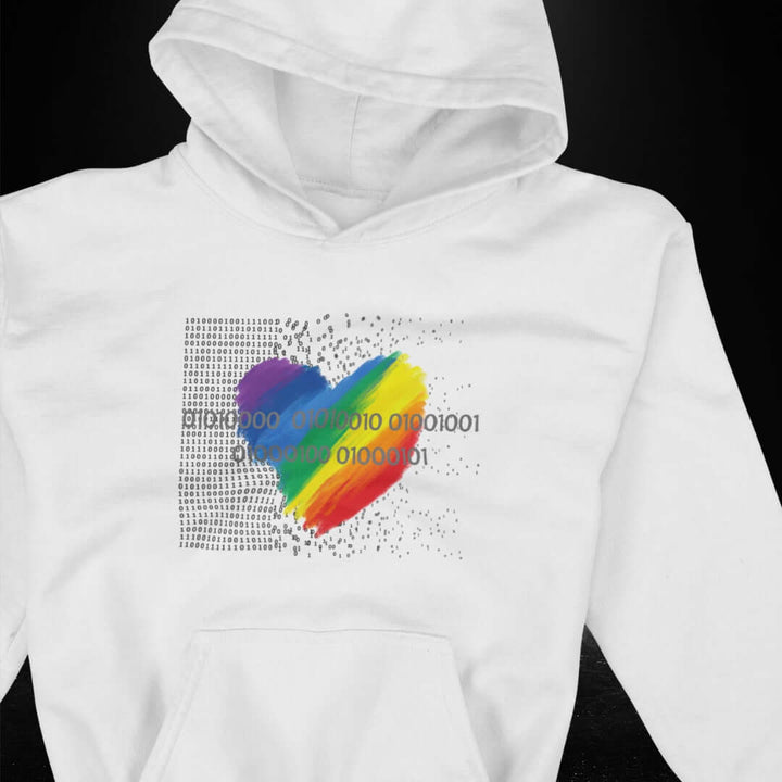 Pride Binary Code White Hoodie