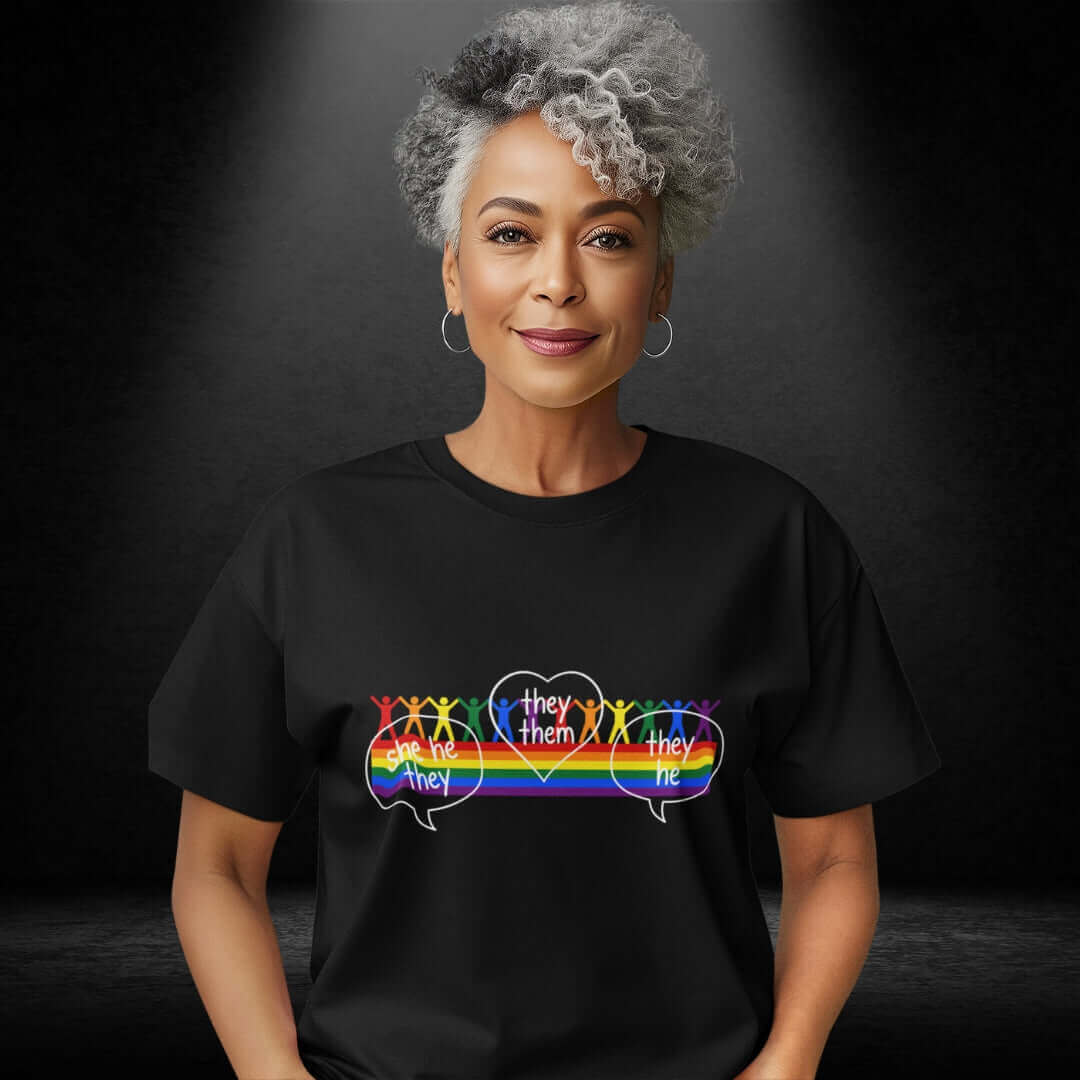 Pronouns Black Tee - Bite Me Now