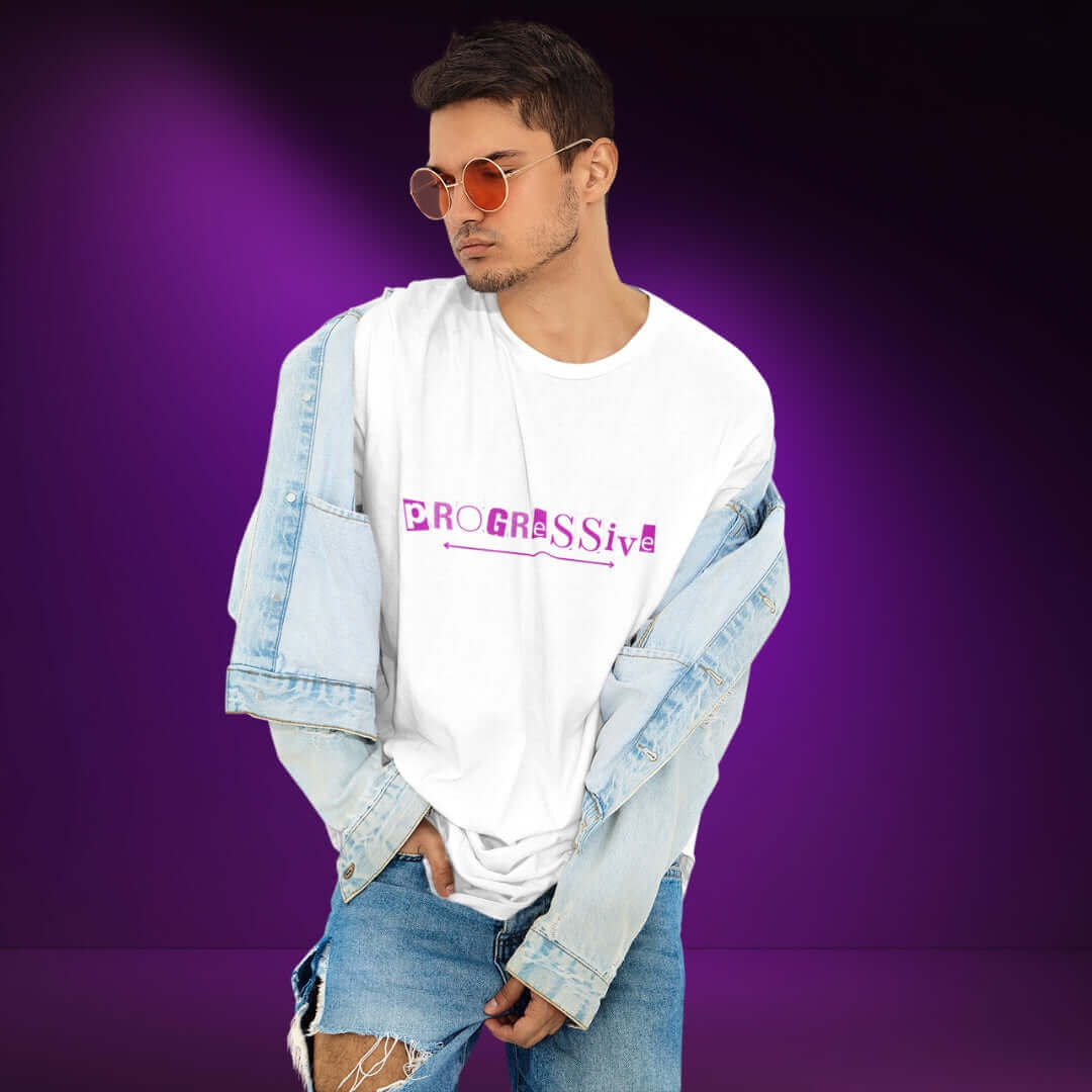 Progressive White Tee - Pink - Bite Me Now
