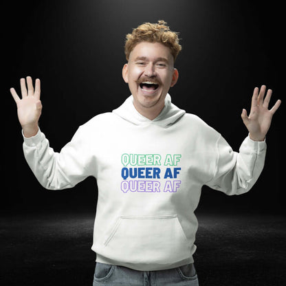 Queer AF White Hoodie - Bite Me Now