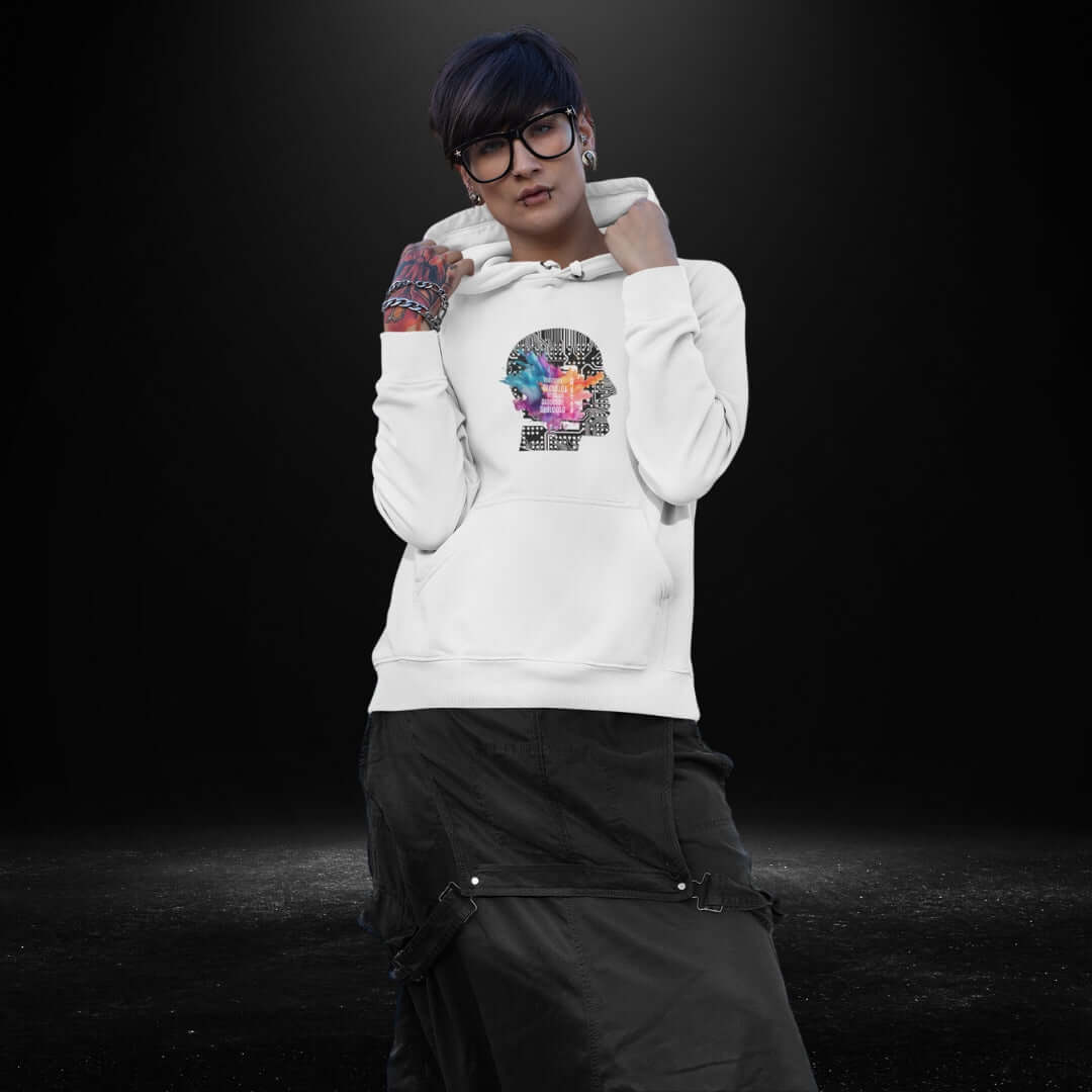 Queer Binary Code White Hoodie