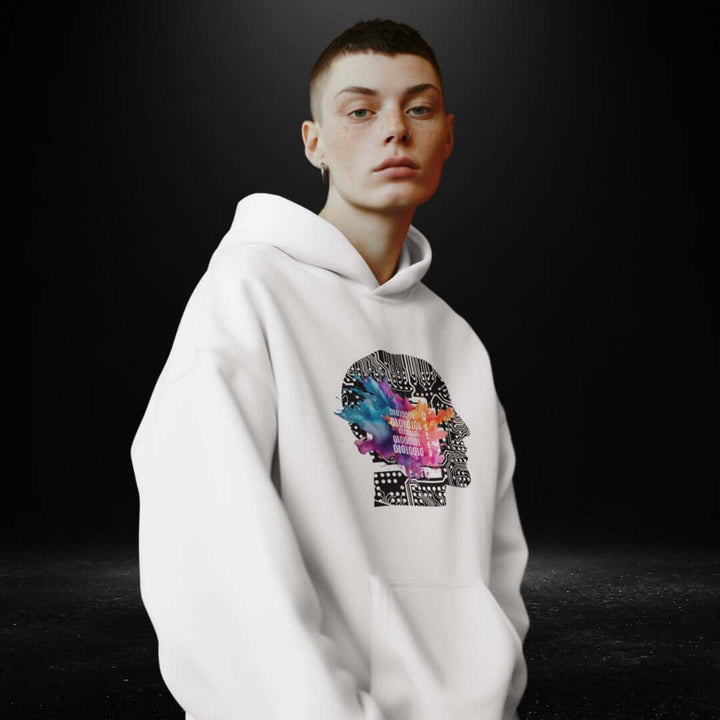 Queer Binary Code White Hoodie