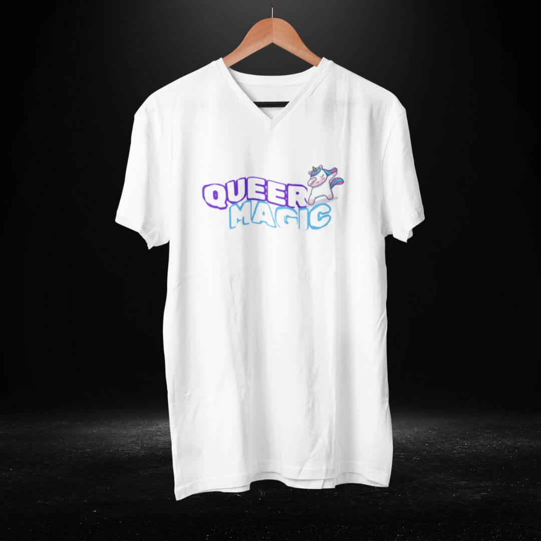 Queer Magic White V Neck Tee - Bite Me Now