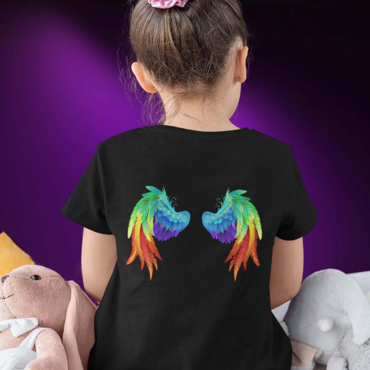 Rainbow Angel Wings Black Tee - Bite Me Now