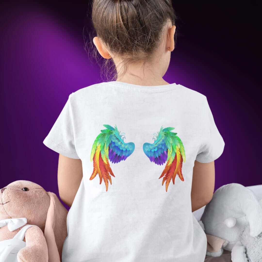 Rainbow Angel Wings White Tee - Bite Me Now