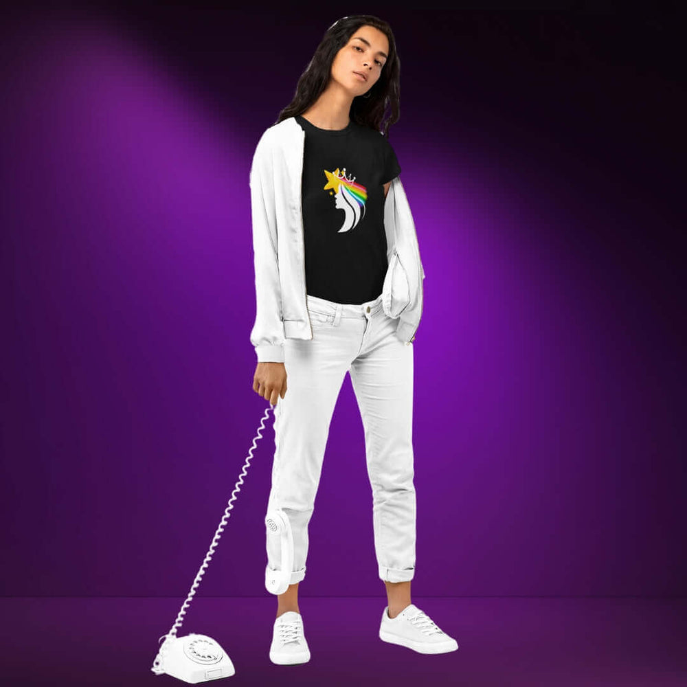 Rainbow Crown Black Tee - Bite Me Now