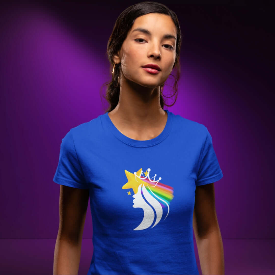 Rainbow Crown Blue Tee - Bite Me Now