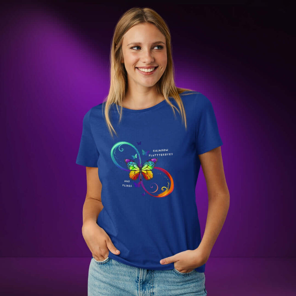 Rainbow FlutterByes Navy Tee - Bite Me Now