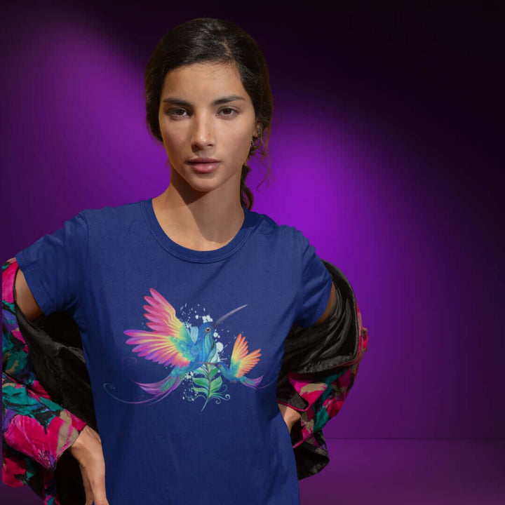 Rainbow LoveBirds Navy Tee - Bite Me Now