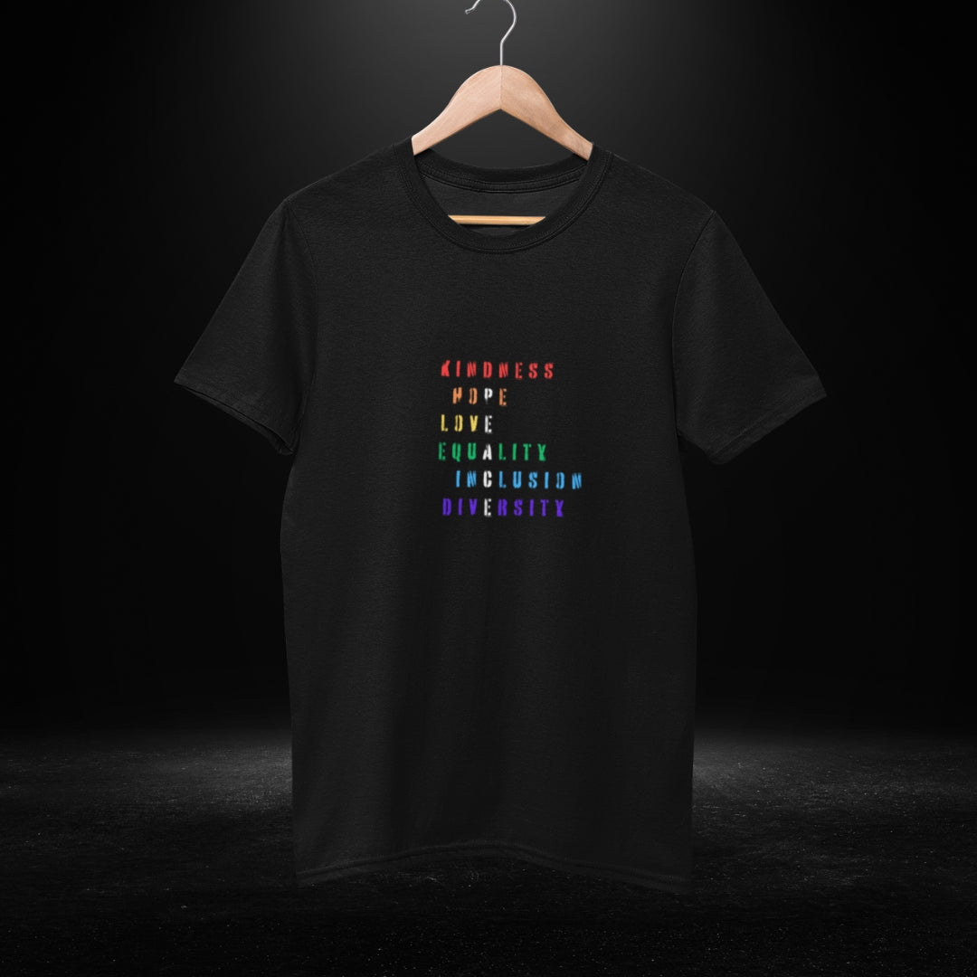 Rainbow Peace Black Tee - Bite Me Now