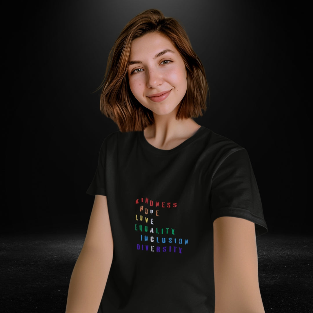 Rainbow Peace Black Tee - Bite Me Now