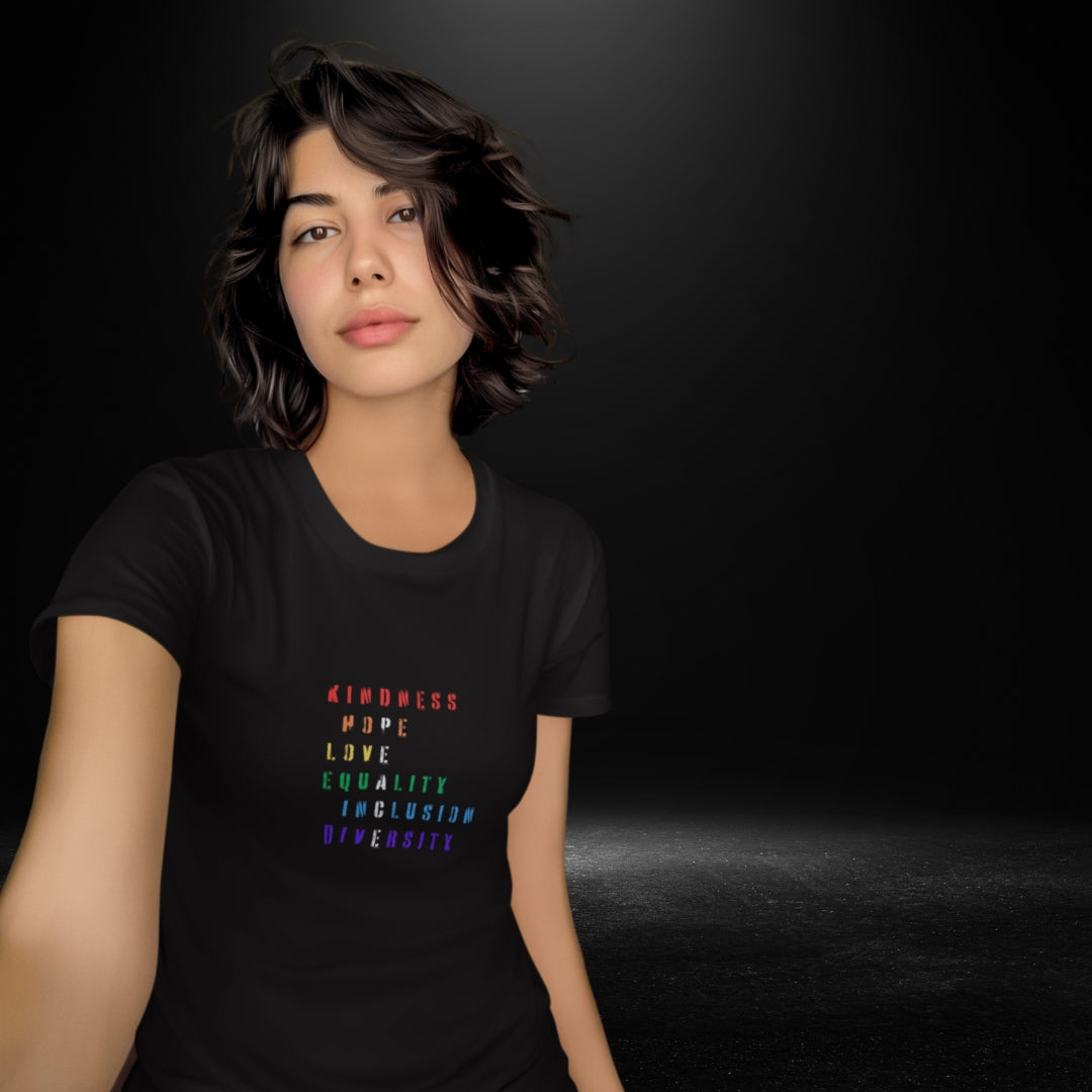 Rainbow Peace Black Tee - Bite Me Now