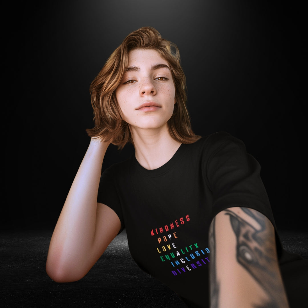 Rainbow Peace Black Tee - Bite Me Now