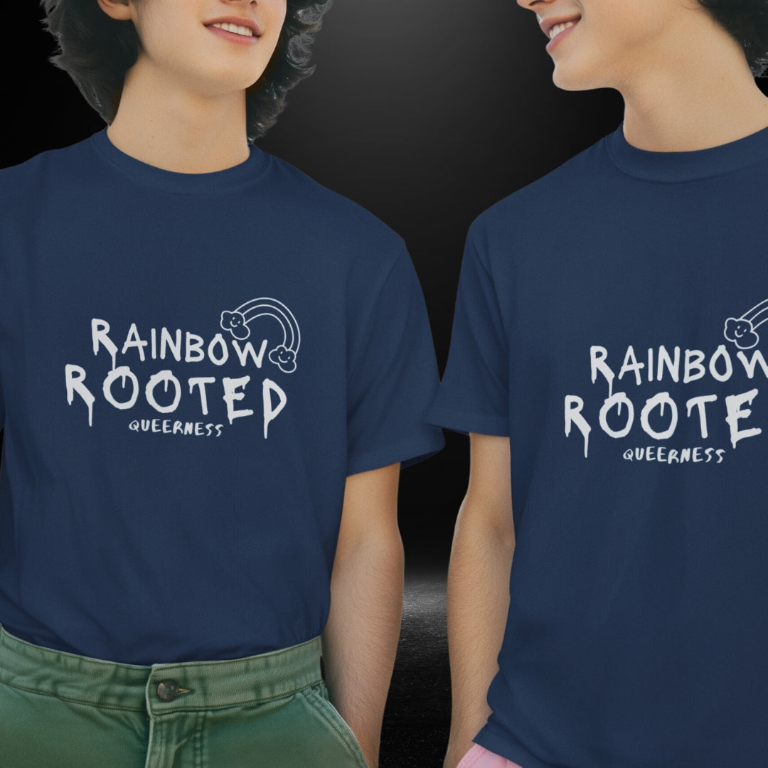 Rainbow Rooted Queerness Navy Tee