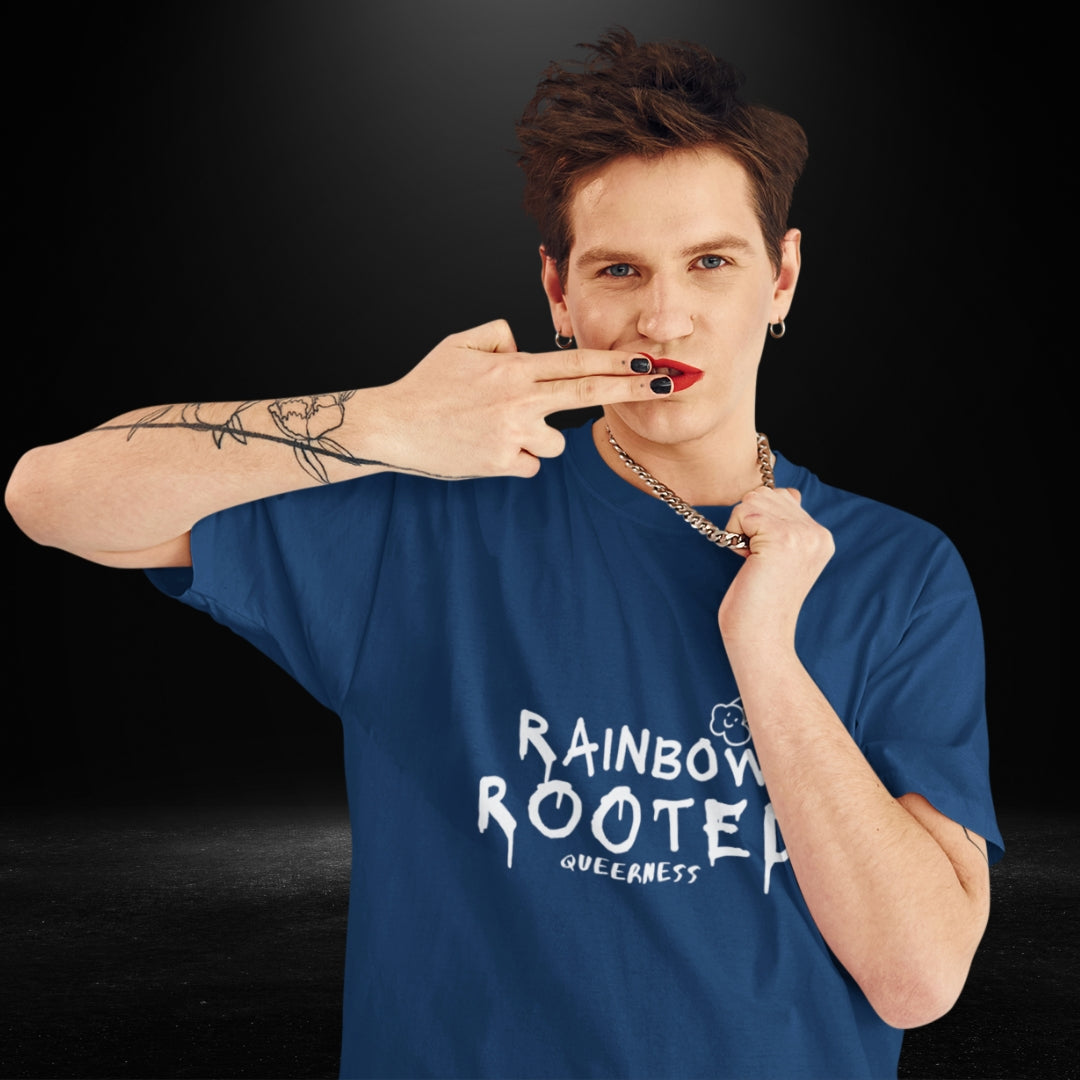 Rainbow Rooted Queerness Navy Tee