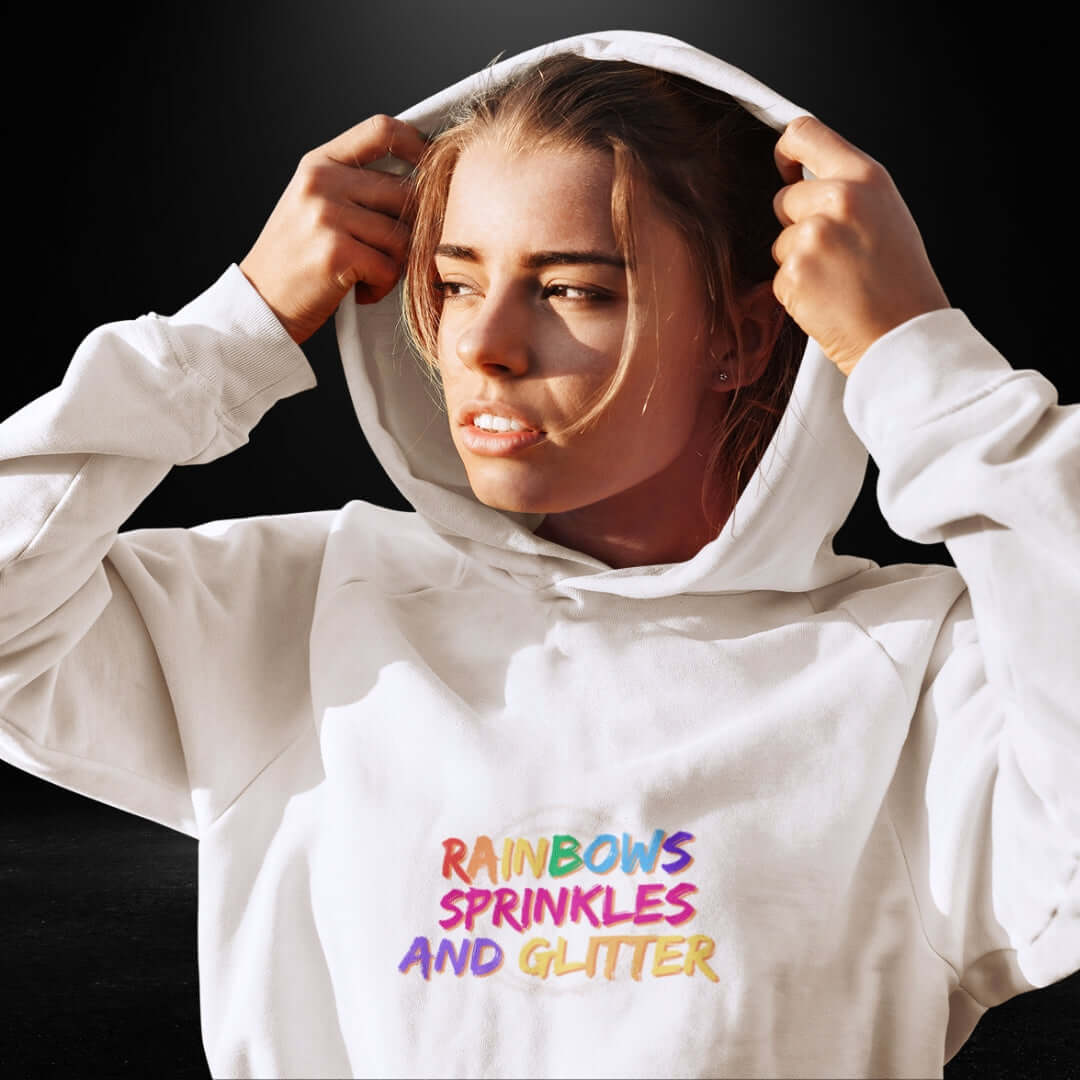 Rainbows, Sprinkles And Glitter - White Hoodie