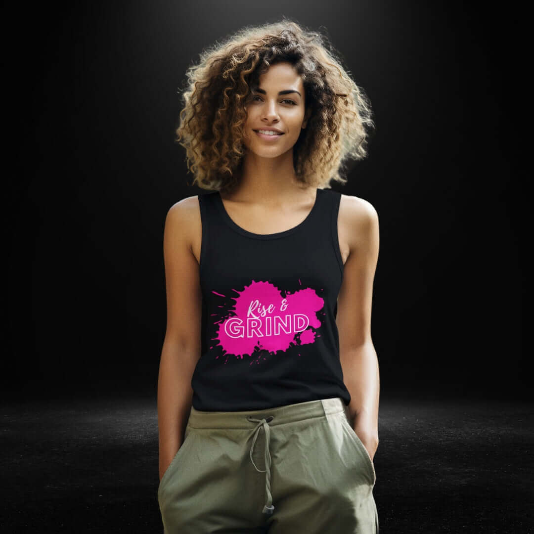 Rise & Grind Black Singlet - Female