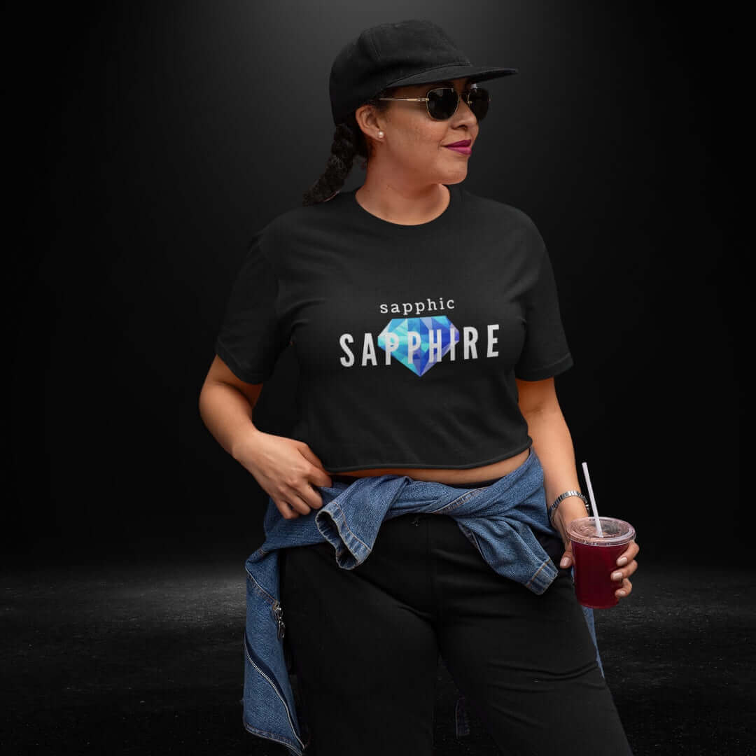 Sapphic Sapphire Black Crop - Bite Me Now