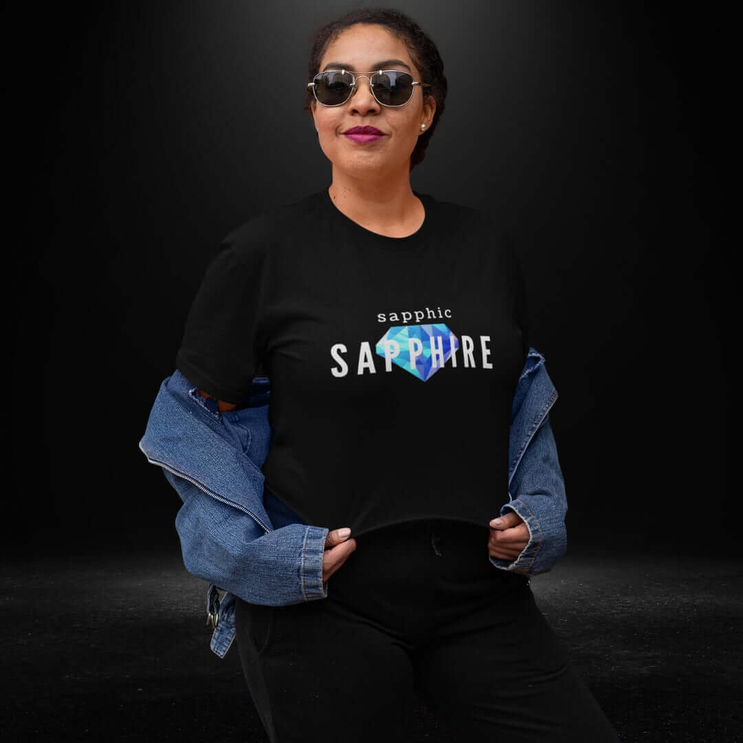 Sapphic Sapphire Black Crop - Bite Me Now