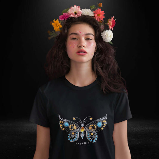 Sapphic ButterFly Black Tee - Bite Me Now