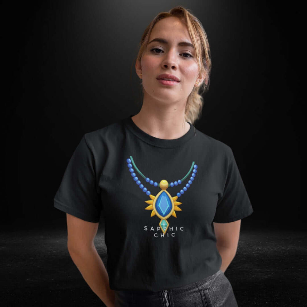 Sapphic Chic Gem Black Tee - Bite Me Now