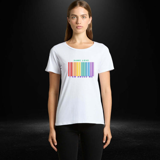 Same Love Barcode White Scoop Neck Tee